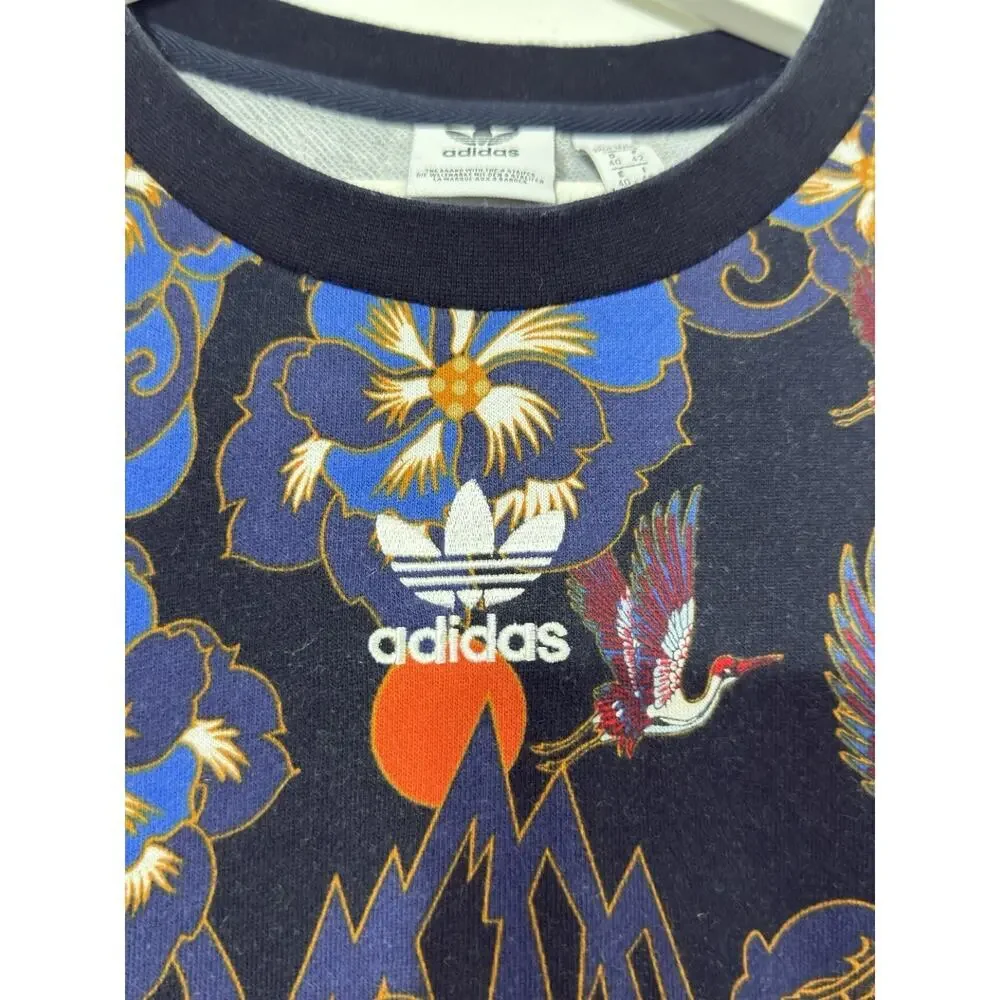 Adidas Originals Women’s M Forbidden City LNY Navy Crane Floral Tee